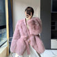 Fur Coat Winter Ladies Retro Fashion V-neck Waist Thickened Warm Mid-length Fur All-in-one Plush Jacket