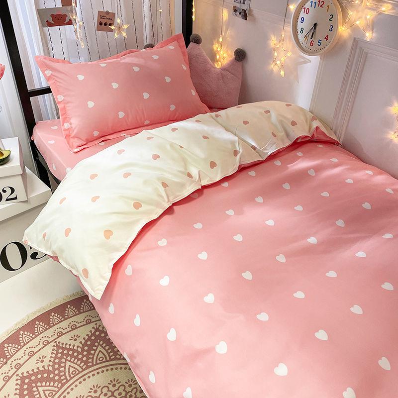 Princess Style Bed Three-piece Single Bed Sheet Pillowcase Quilt Cover Set Love
