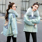 Thicken Hooded Parka Women Loose Embroidery Parka Coat with Big Fur Collar Outerwear Autumn Winter Cotton Jacket  Coat Parkas Female
