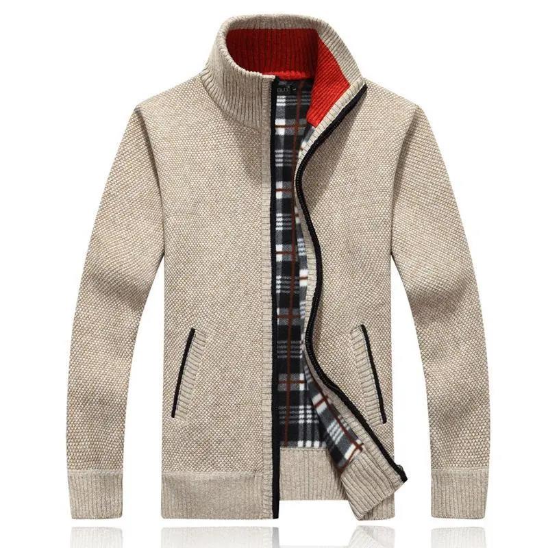 Autumn and Winter Men's Sweater Velvet Thick Warm Casual Cardigan Shirt Loose Fashion Men's Sweater