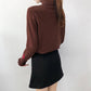PofuLove Knitted Top Winter Pullover Turtleneck Sweater Coat Floral Embroidered Sweater