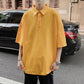 Short-sleeved T-shirt Boys Summer Loose Wild Student Half-sleeved   Shirt Ins Trend Solid Color Lapel Top