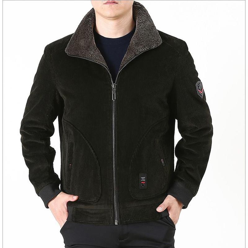 Corduroy Men's Jacket Autumn and Winter Plus Velvet Thick Casual Middle-aged Men's Jacket