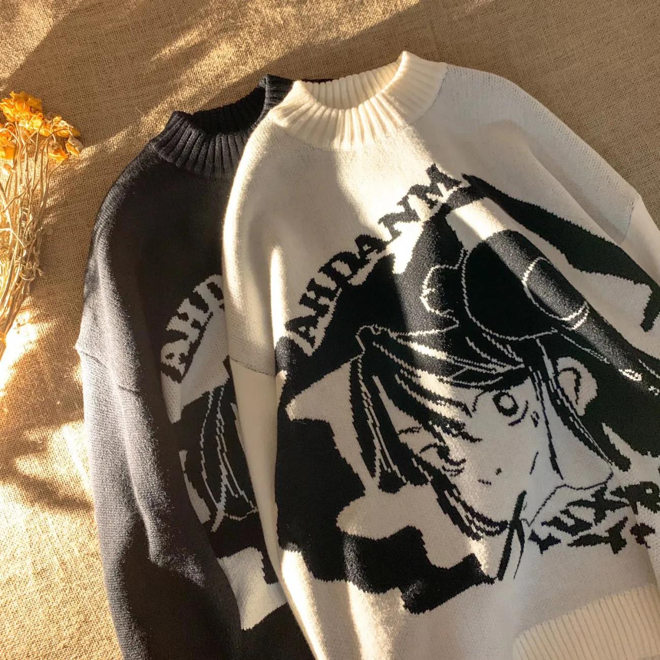 Harajuku Long-sleeved Men's and Women's Youth Popular Autumn Japanese Round Neck Loose Pullover New Casual Tide Knit Sweater Sweater