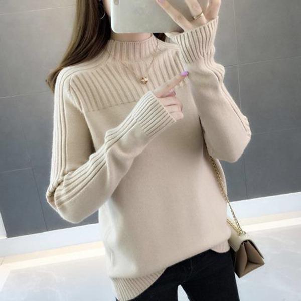 Wild Long sleeve high collar sweater Knitting Sweater Women's Autumn and winter Bottoming shirt