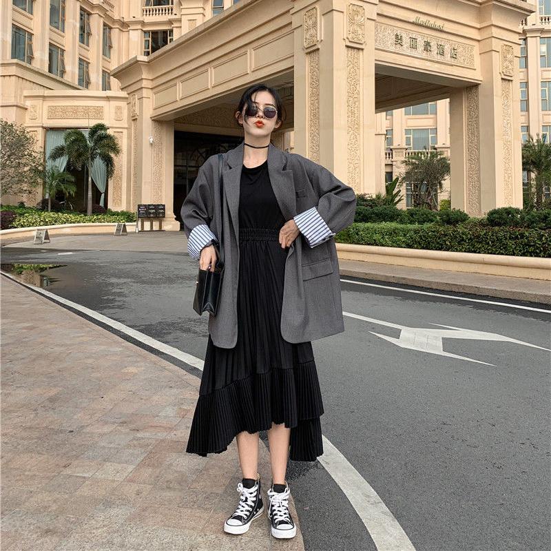Women Pleated Skirt A-line Skirt Plus Size Summer Elastic Waist Sandy Beach Vacation Daily Irregular Skirt