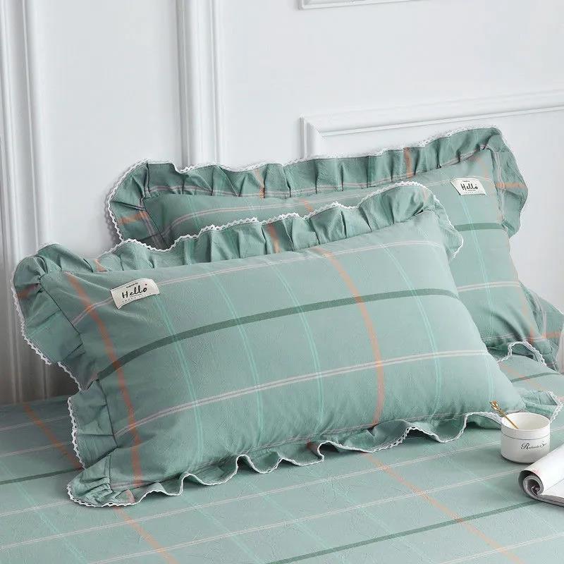 Washed Cotton Cotton Side Pillowcase Solid Color Cotton Pillowcase Pillow Core Cover 48*74cm