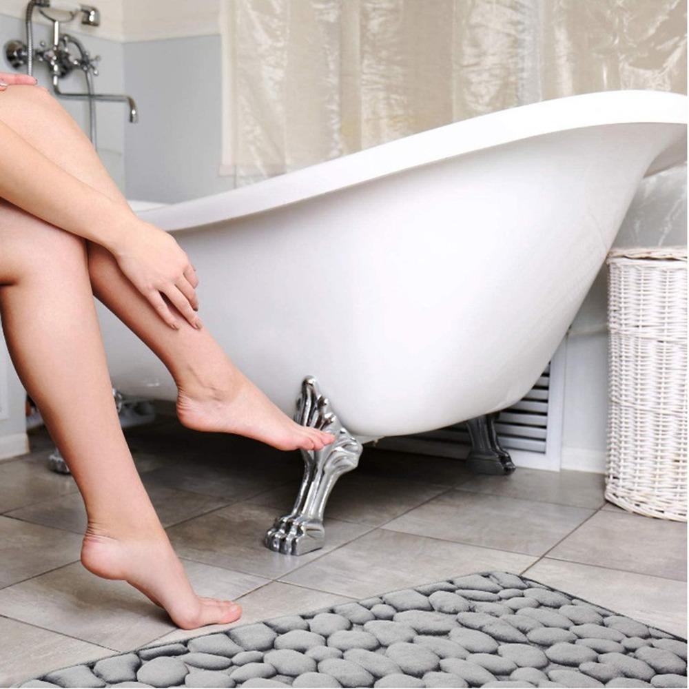 Cobblestone Embossed Bathroom Bath Mat Non-slip Carpets In Wash Basin Rug Shower Room Doormat Memory Foam Pad