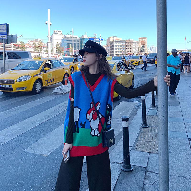 Knitted vest 2019 new sleeveless pullover sweater vest loose V-neck vest women wear