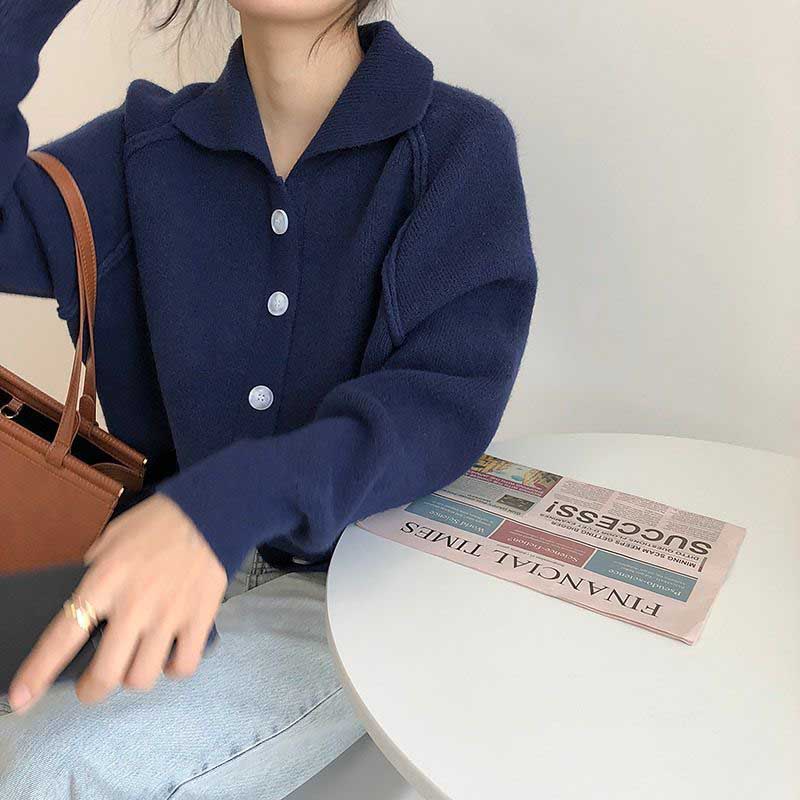 Sweater Cardigan Coat Women's Knitted Sweater Lazy Style Autumn and Winter Style Red Design Outer Wear