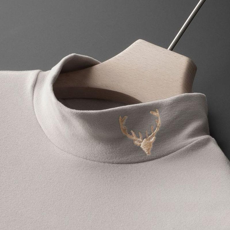 Men's Half High Collar Bottoming Shirt Double-faced Fleece Warm with Autumn and Winter Long-sleeved T-shirt