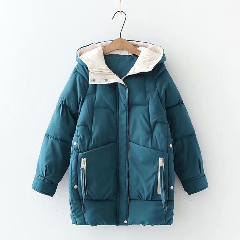 Winter Warm Long Down Parkas Women Harajuku Loose Hooded Winter Jacket Female Chic Thicken Cotton Down Jacket Women 2022