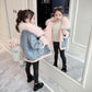Girls Denim Warm Coat Winter Korean Children's Winter Clothes Fleece Padded Windproof Jacket