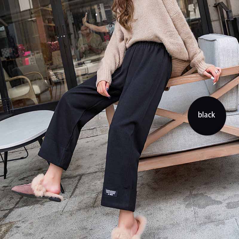Woolen Pants Female Autumn and Winter Students Korean Loose Wide-leg Pants Nine-point Pants Straight High-waisted Casual Pants