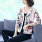 Autumn and Winter Ladies Cardigan Printed Lazy Knit Sweater Fashion V-neck Jacket Cardigan Sweater