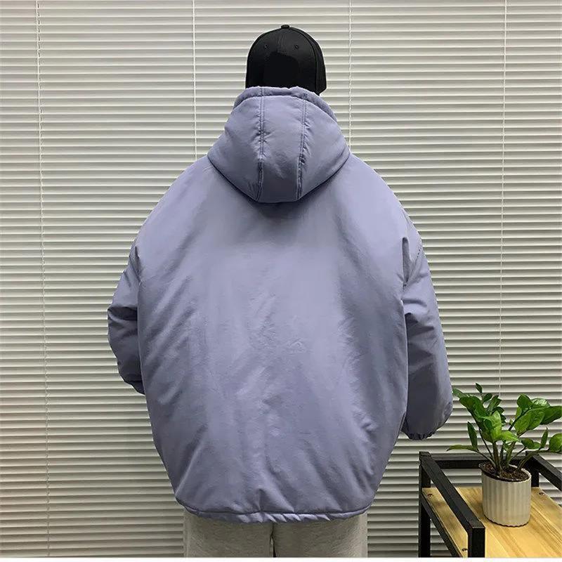 Cotton-padded Jacket Men's Jacket Tide Brand Autumn and Winter Trend Hooded Tooling Cotton-padded Jacket Lovers Cotton-padded Jacket Bread Clothes