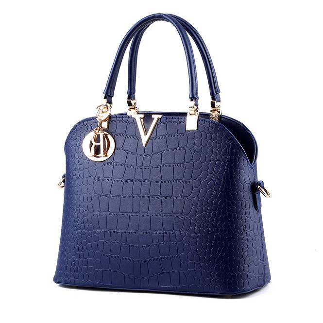 Handbags Women Pu Leather Waterproof Shoulder Shell Crocodile Pattern Bags Crossbody(Solid Color)