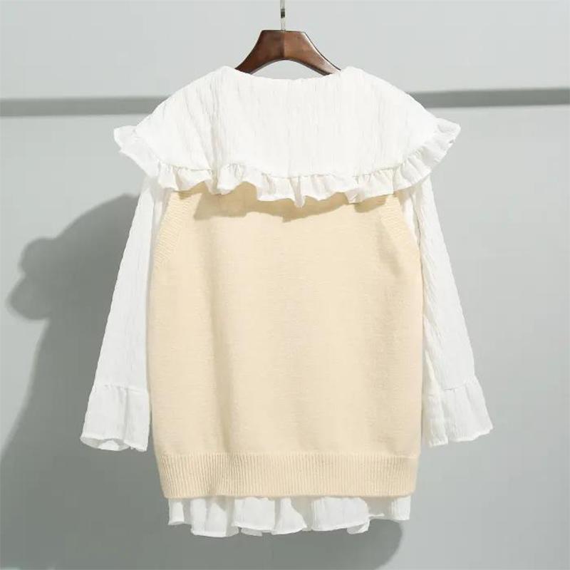 Suit Vest Vest Doll Collar Shirt 2021 Korean Loose Knit Sweater Sweater Female Student
