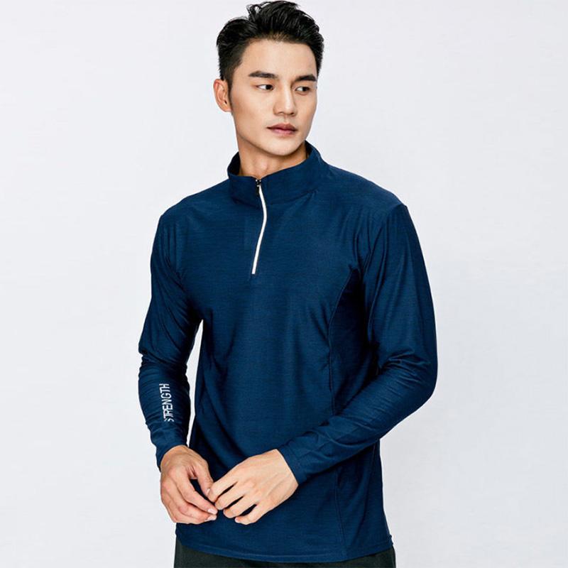 Spring and Autumn Sportswear Men's Loose Pullover Casual Running Wear Thin Half-Zip Elastic Fitness Long Sleeve Quick Drying Clothes