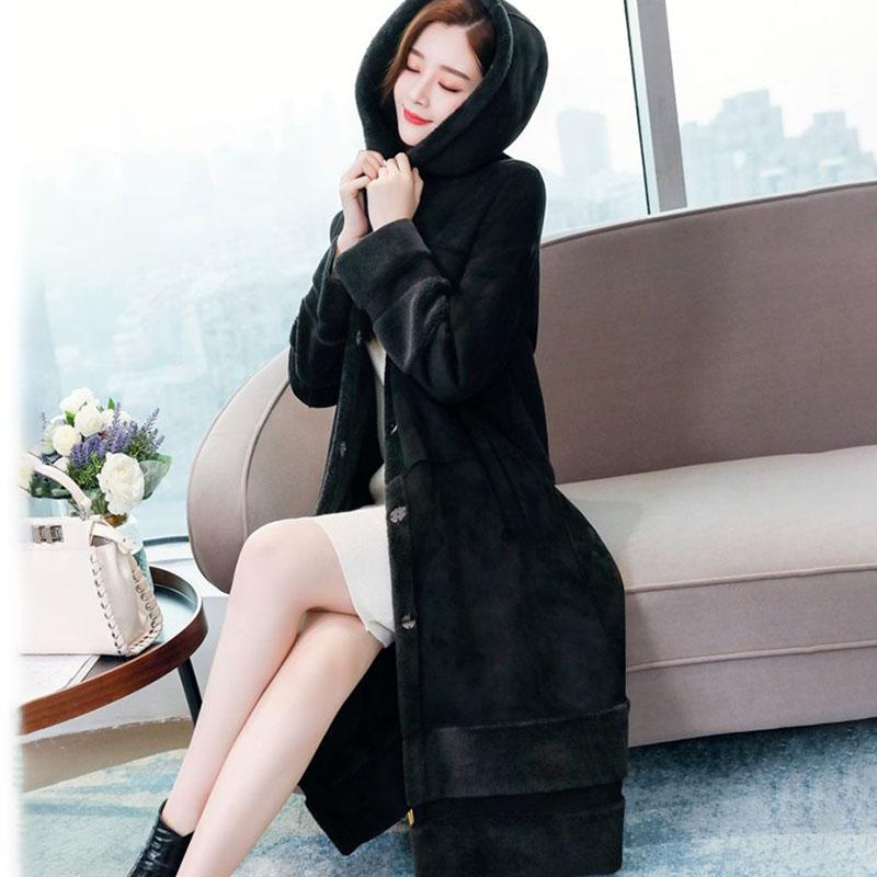 Women Winter Warm Faux Fur Coat Thick Women Long Hooded Coat Women Warm Fleece Lining Coat