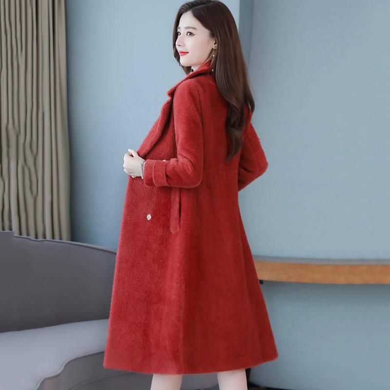 Women Woolen Coat 2019 Casual Women Jacket Medium Long Solid  Long Sleeve Women Woolen Jacket