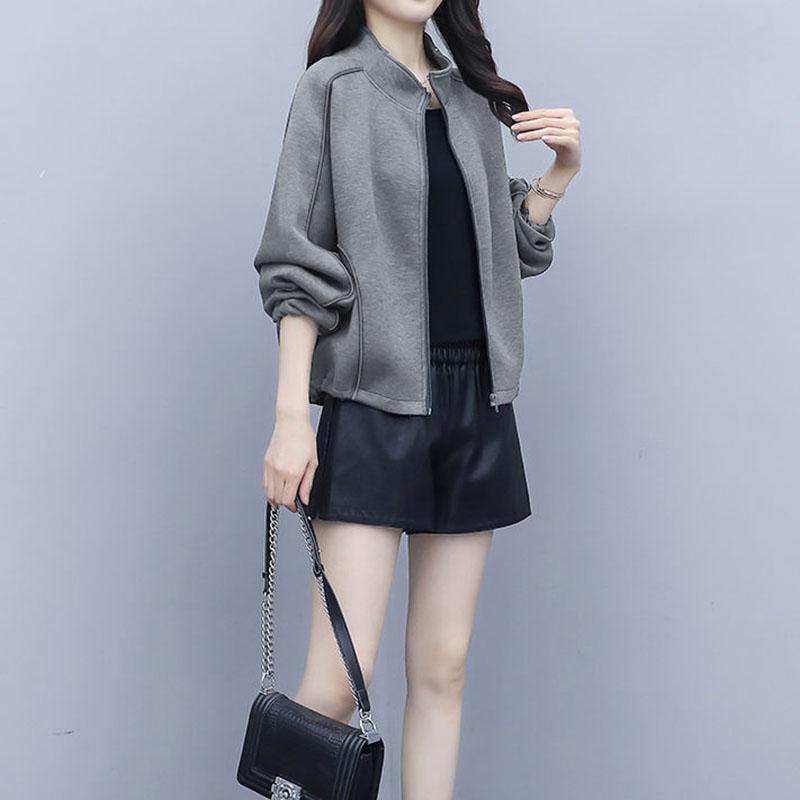 Plus Velvet Padded Short Jacket Women Autumn and Winter Loose Large Size Was Thin Short Long-sleeved Baseball Uniform Sweater