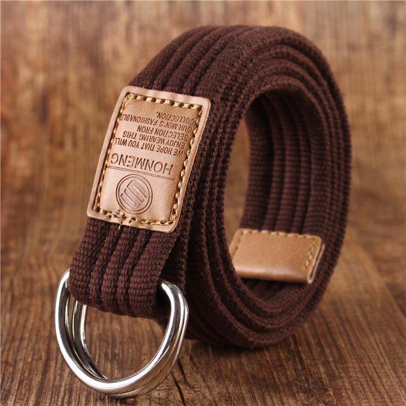 Men's and Women's Wild Canvas Belt Youth Students Double Ring Buckle Canvas Belt Woven Belt