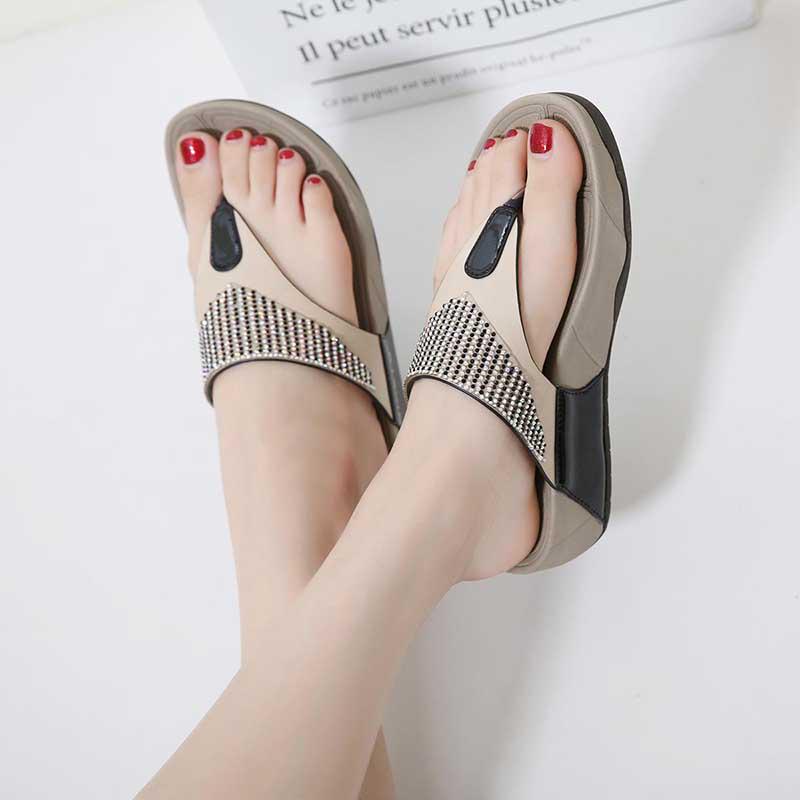 Size35-41 Summer Women Slippers Bohemian Beach Wear-resistant Waterproof Slippers Wedge Platform Leopard Print Sandals Outdoor High Heels Flip Flops