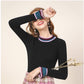 Hit Color Ruffled Pullover Sweater Women's Long-sleeved Slim Bottoming Shirt Autumn Winter