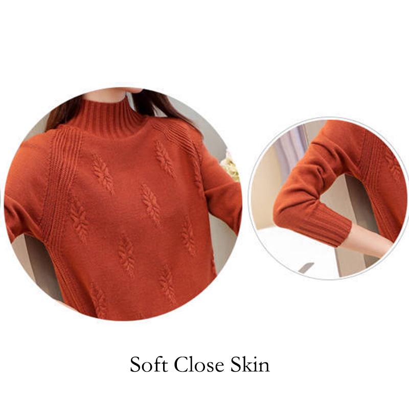 Autumn and Winter Plus Velvet Sweater Mid-length Loose Half-high Collar Large Size Base Shirt Jacket
