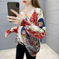 Peacock Pattern Pullover Sweater Women Fall/winter Ethnic Style Print Knit Sweater Outer Wear Jumper Tops