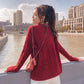 Thick Sweater Women Knitted Ribbed Pullover Sweater Long Sleeve Round Neck Jumper Soft Warm Autumn Winter