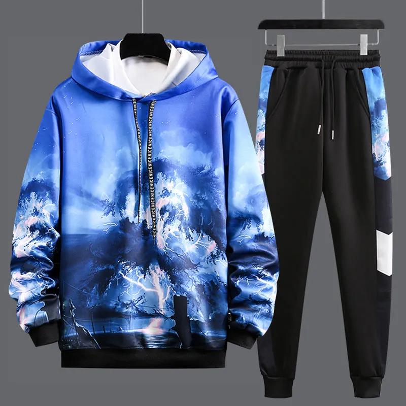 WTEMPO Men Hooded Pullover Suit Spring Campus Sportswear All-match Casual Clothing for Teenage Students