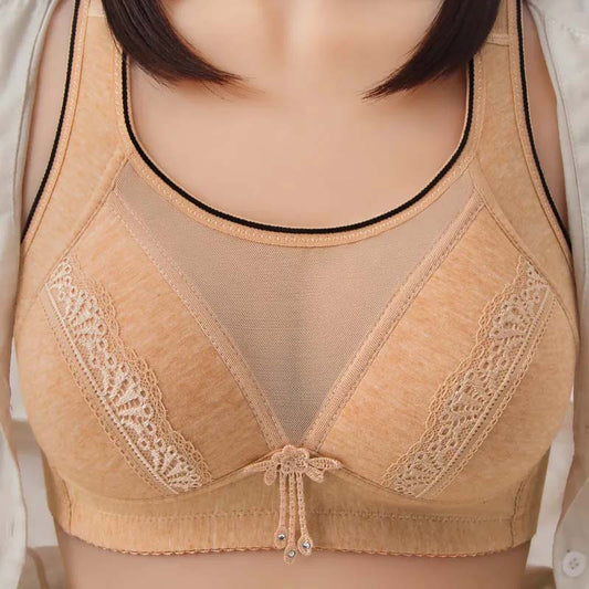 Women's Tank Top No Steel Rings Gathering Solid Color Cotton Bra Thin Full Cups Large Size Comfortable Anti-shine Sports Bra