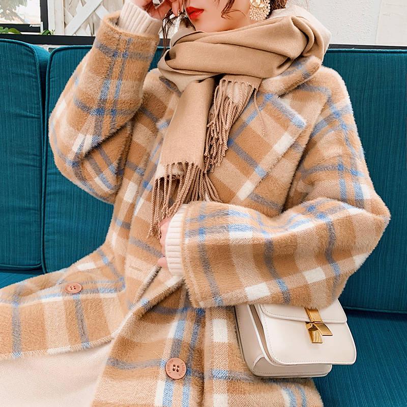 Wool Coat Women's Autumn Winter Jacket Long-sleeved Blazer Outwear Ladies long woolen coat overcoat