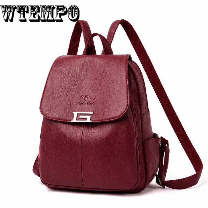 High Quality Leather Women Backpack Fashion School Shoulder Bag Bagpack Vintage Travel Bag