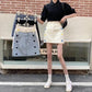 Heart Embroidered High Waist Denim Short Skirt Sweet A-line Skirt Bag Hip Skirt Summer All-match Short Denim Skirt