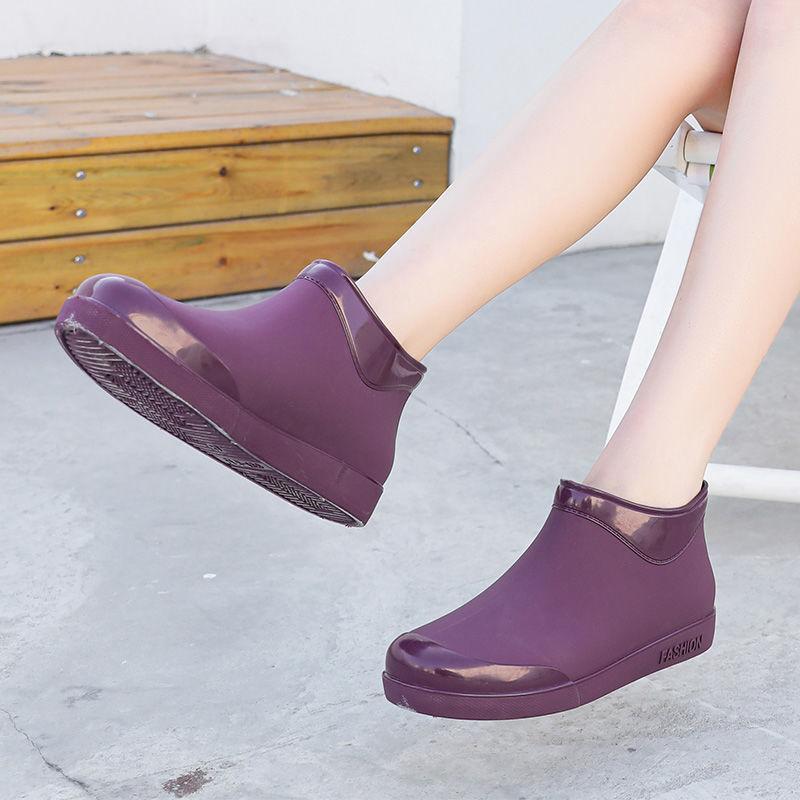 Fashion All-match Rain Boots Ladies Short Rain Boots Low-cut Non-slip Waterproof Work Shoes Kitchen Shoes Four Seasons Water Shoes