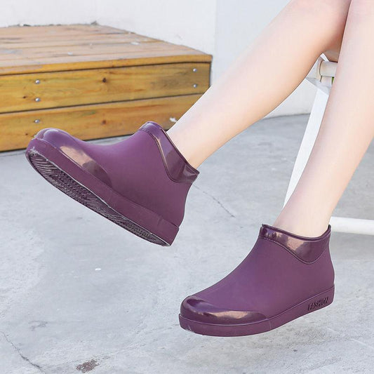 Fashion All-match Rain Boots Ladies Short Rain Boots Low-cut Non-slip Waterproof Work Shoes Kitchen Shoes Four Seasons Water Shoes