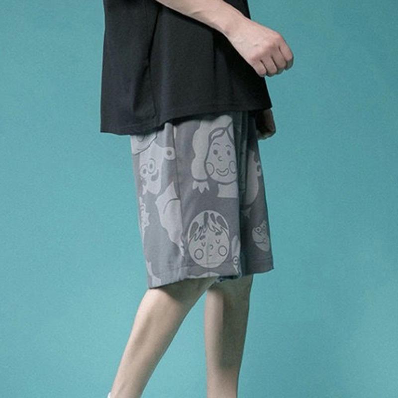 Summer Literary Casual Shorts Men Wear Hip-hop Five-point Pants Korean Version of The Trend Straight Loose Beach Pants