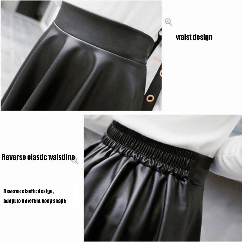 Women High Waist Pleated Short Mini Faux Leather Skirt Plus Size