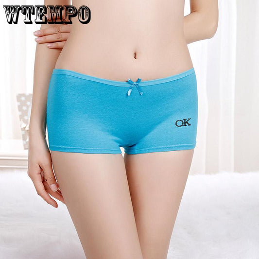 WTEMPO 6 Pieces/batch of Four-corner Ladies Underwear Sexy Cotton Boxer Briefs