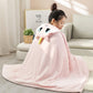 Cute Cartoon Lazy Nap Blanket Shawl Cloak Cloak Office Air Conditioning Blanket Coral Fleece Cover Leg Blanket Skin-friendly Soft and Warm