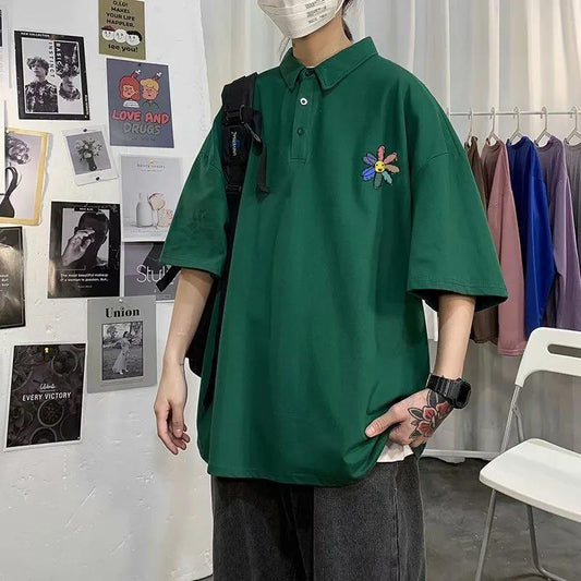 Half-sleeved Shirt Men's Tide Brand Summer Loose Short-sleeved T-shirt Men's Trend All-match Shirt