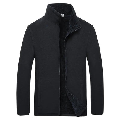 Middle-aged and Elderly Men's Jacket Autumn and Winter Plus Velvet Thick Cotton Coat Warm Fleece Jacket