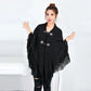 Autumn Outer Wear Shawl Cloak-style Cardigan with Buckle Loose Jacket Women's Autumn and Winter Mid-length V-neck Knitted Cloak