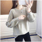 Spring and Autumn Loose Round Neck Sweater Fashion Knit Casual Bottoming Shirt Pure Color Simple Female Top