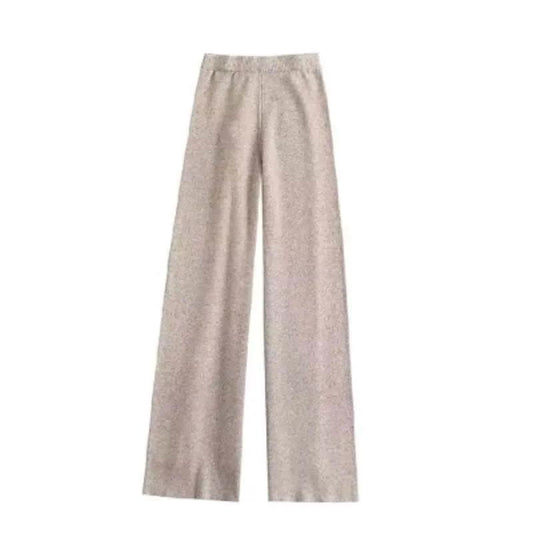 Thickened Autumn and Winter Knitted Elastic Grandma Pants Women's High Waist Drape Loose Straight Leg Casual Pants Wool Wide Leg Pants