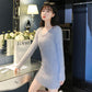 Autumn Women Knitting Skirt Solid Color Turtleneck Knit Sweater Slim Skirt Set