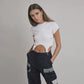 Summer Navel Short-sleeved T-shirt Female Street Metal Tooling Design Personality Top Sexy Tight T-shirt